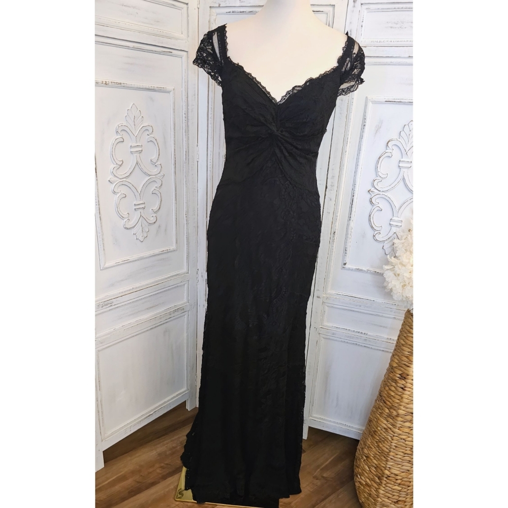 Nicole Miller Black Lace Mermaid Loren Normal Gown Long Dress